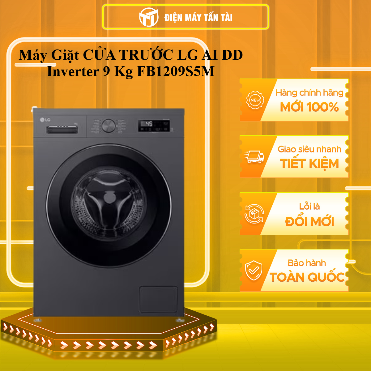 Máy Giặt cửa trước LG AI DD Inverter 9 Kg FB1209S5M -  HÀNG CHÍNH HÃNG - CHỈ GIAO HCM