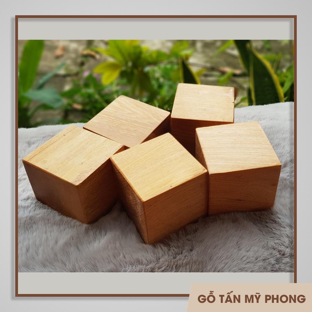 Cube 10cm| Khối gỗ lập phương dùng trang trí, đồ chơi có bo cạnh an toàn | Cục gỗ kê hàng loại 1 - 7x7x7cm