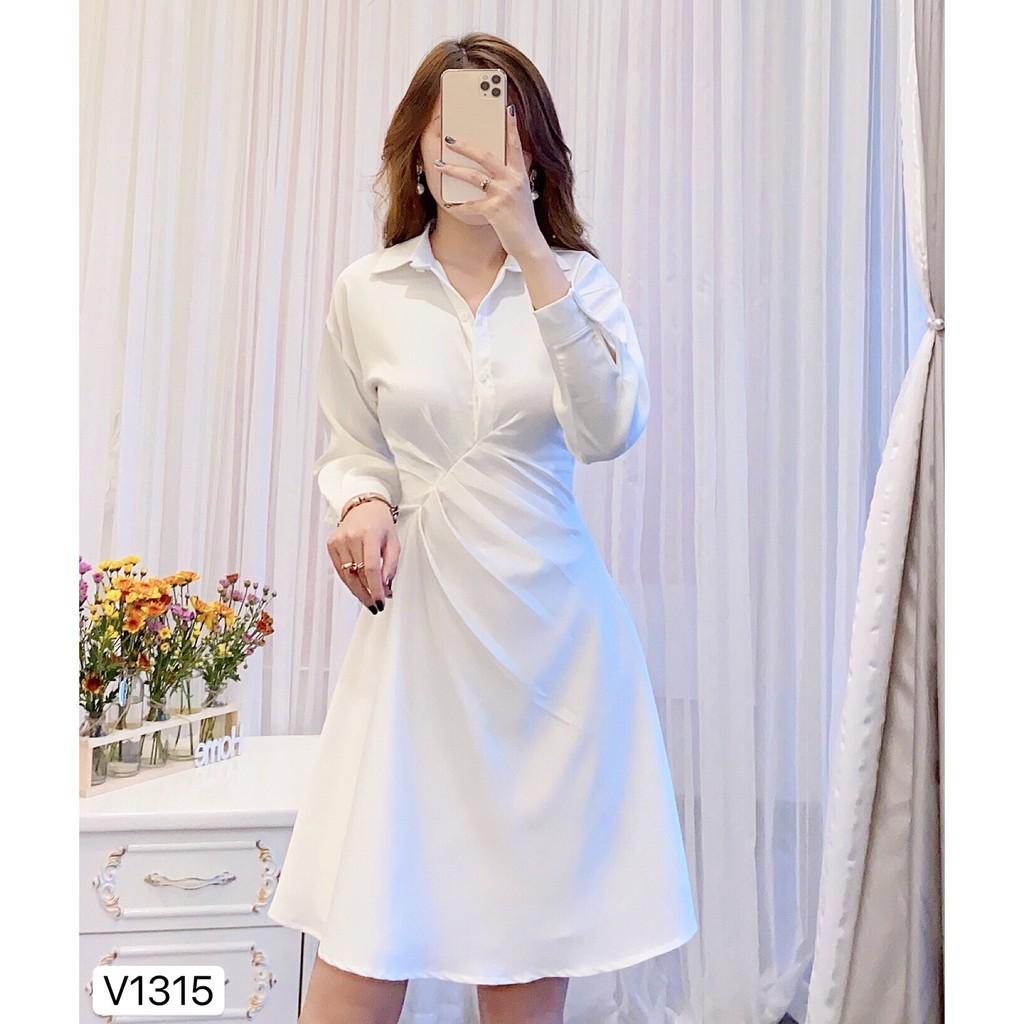 Váy sơ mi trắng nhún eo V1315 - ĐẸP SHOP DVC