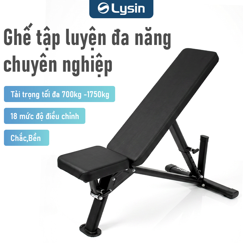 Ghế Tập Thể Hình Đa Năng LYSIN - Ghế Tập Tạ Tay Và Đẩy Ngực Tại Nhà, điều chỉnh linh hoạt 18 mức