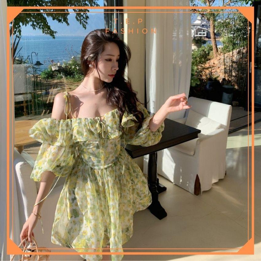 Đầm Hoa Nhí Nữ Dáng Ngắn Xòe 2 Lớp Trễ Vai Sexy Thời Trang Tep Fashion - VA002
