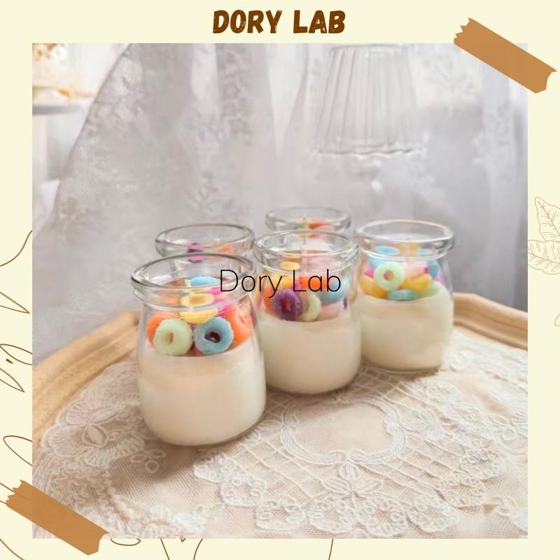 Nến Thơm Ly Sữa Chua Topping Kẹo Vòng Màu Sắc Handmade Không Khói, Phụ Kiện Decor - Dory Lab