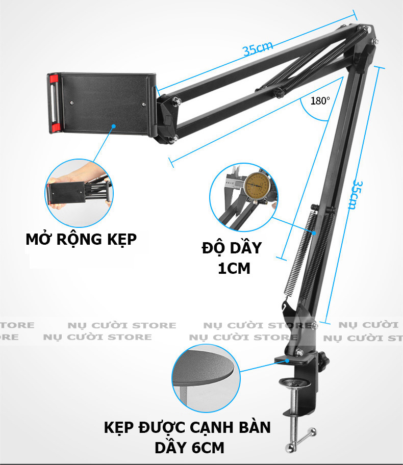 Giá Đỡ, Kẹp Điện Thoại, Máy Tính Bảng; Kẹp Cạnh Bàn, Giường, Tủ - Hàng Nhập Khẩu