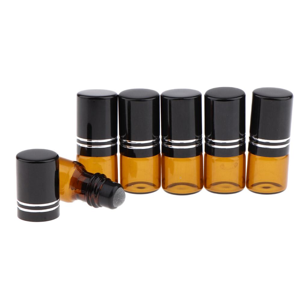 6x 2mL Empty Roller Bottle w/ Glass Ball for Essential Oils