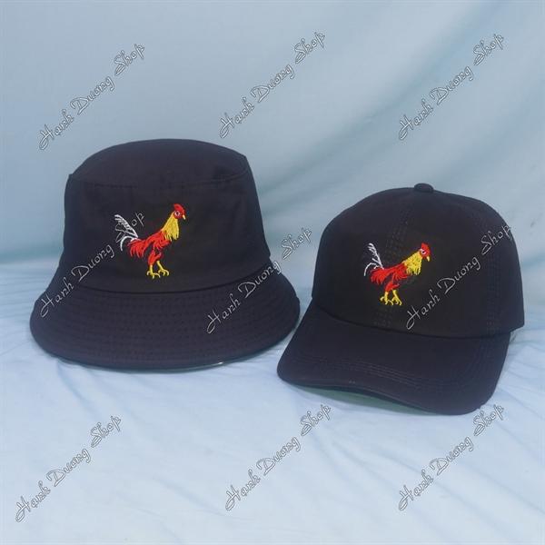 Set Nón Cặp Bucket & Cap Gà Trống (BCG01); (NCGR01) - Đen