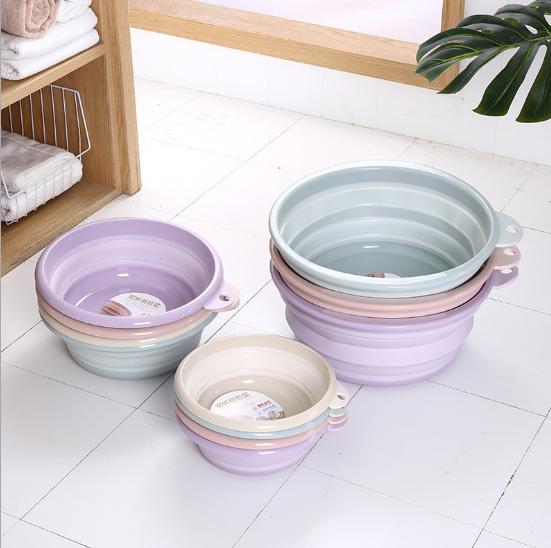 Thau nhựa gấp gọn loại nhỏ 9x25cm, màu giao ngẫu nhiên