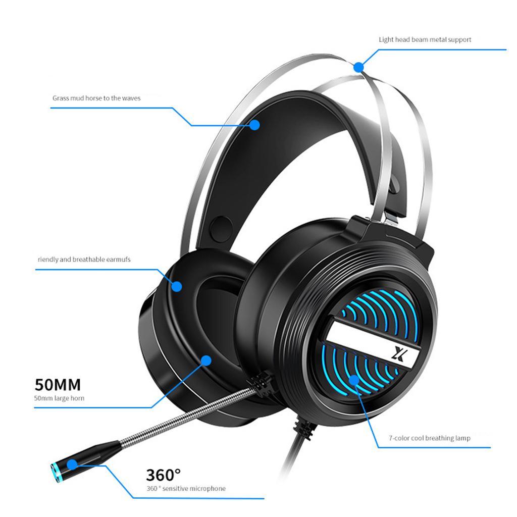 X9 USB + 3.5mm Gaming Headset with Mic 7 PC Laptop black