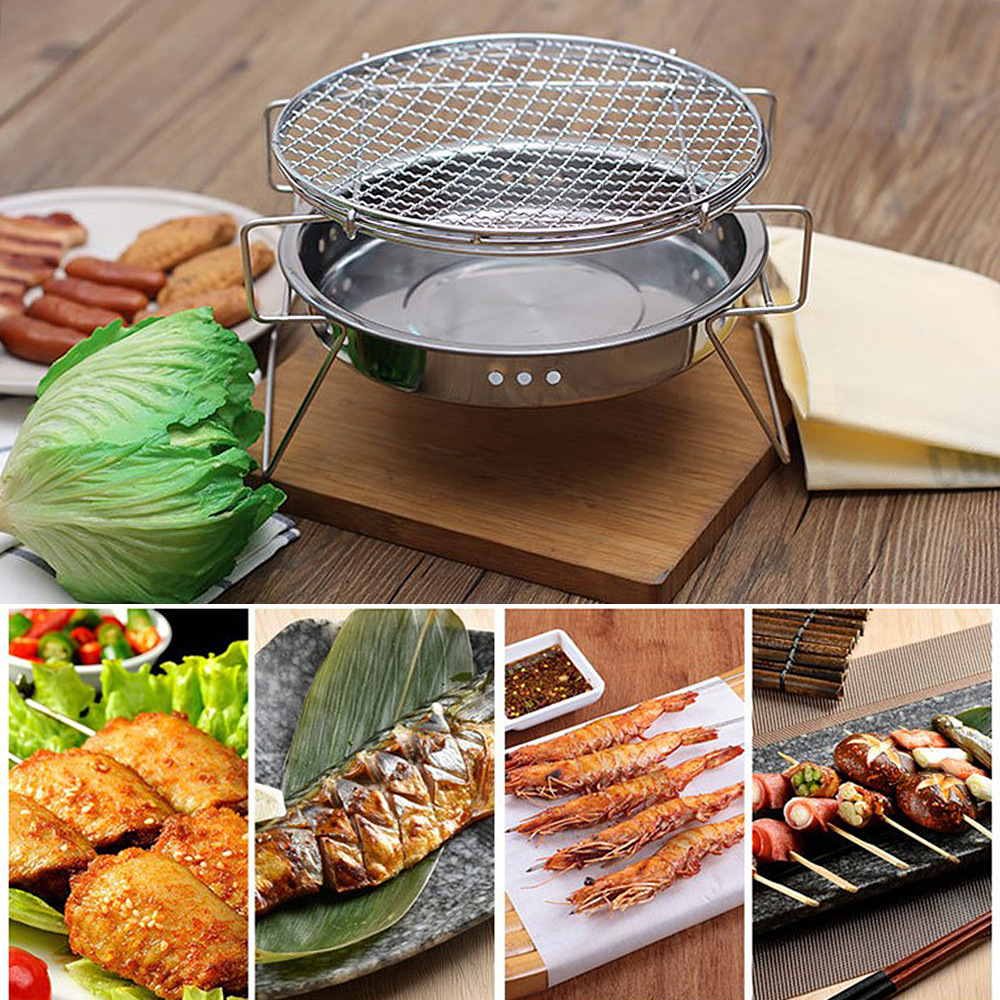Bếp Than Có Vỉ Nướng Bằng Thép Không Gỉ Cho Cắm Trại Dã Ngoại Ngoài Trời