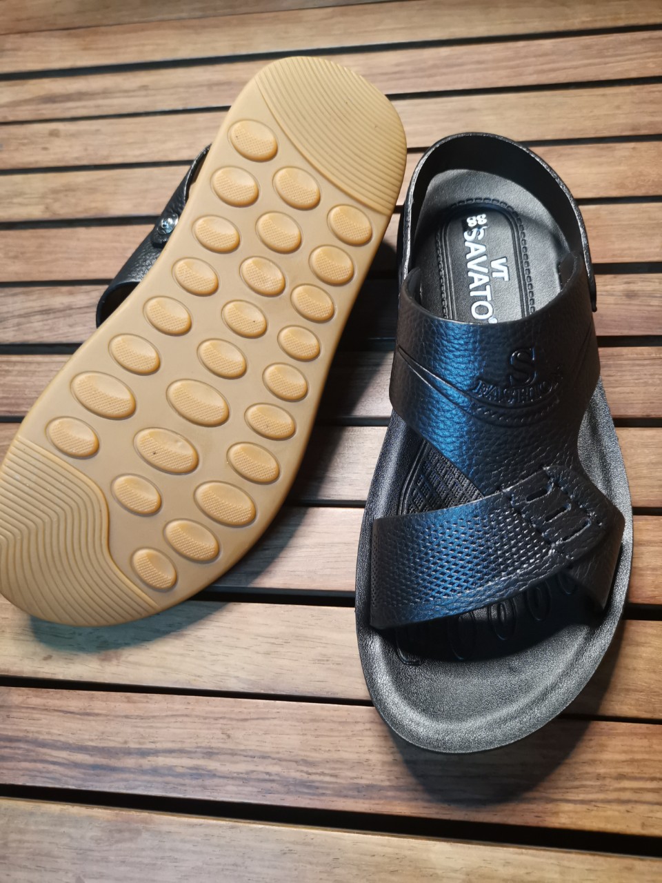 Giày Sandal nam da bò thật dép quai hậu nam da thật - DQH.235