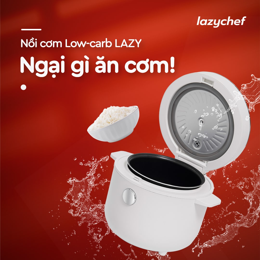 NỒI CƠM LOWCARB LAZYCHEF 4 IN 1 - NỒI NẤU ĐA NĂNG GIẢM ĐƯỜNG, GIẢM CARB LAZYCHEF - HÀNG CHÍNH HÃNG