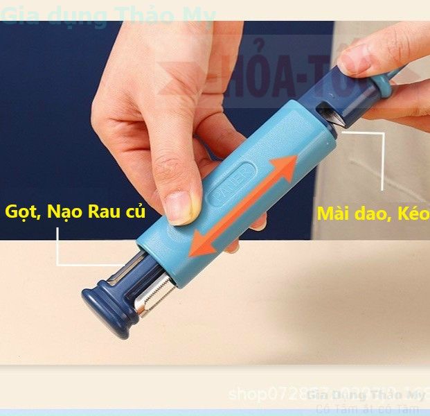 Dụng cụ nạo rau củ kiêm mài dao,kéo cao cấp đa năng 3 in 1