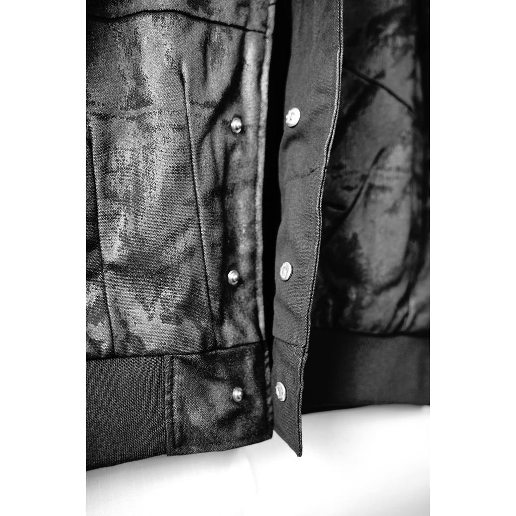 Hình ảnh Áo khoác bomber nam nữ 12.DESTINY chi tiết nhiều lát cắt chất liệu kaki waxed màu đen