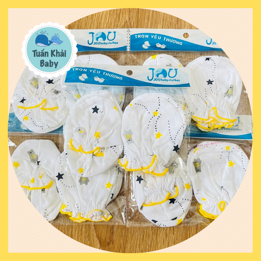 Set 5 đôi bao tay, bao chân sơ sinh cotton Họa Tiết J-FR GGY cho bé trai, bé gái