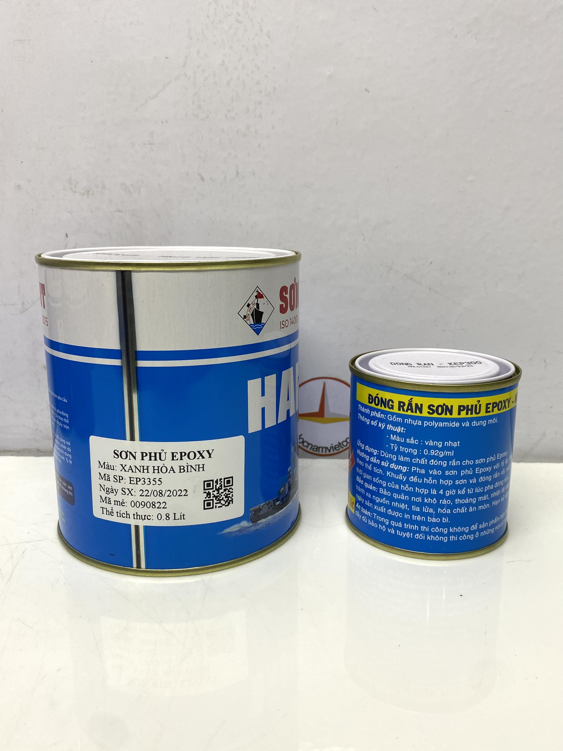 Sơn epoxy Hải Âu màu xanh hòa bình EP355 1L/Bộ