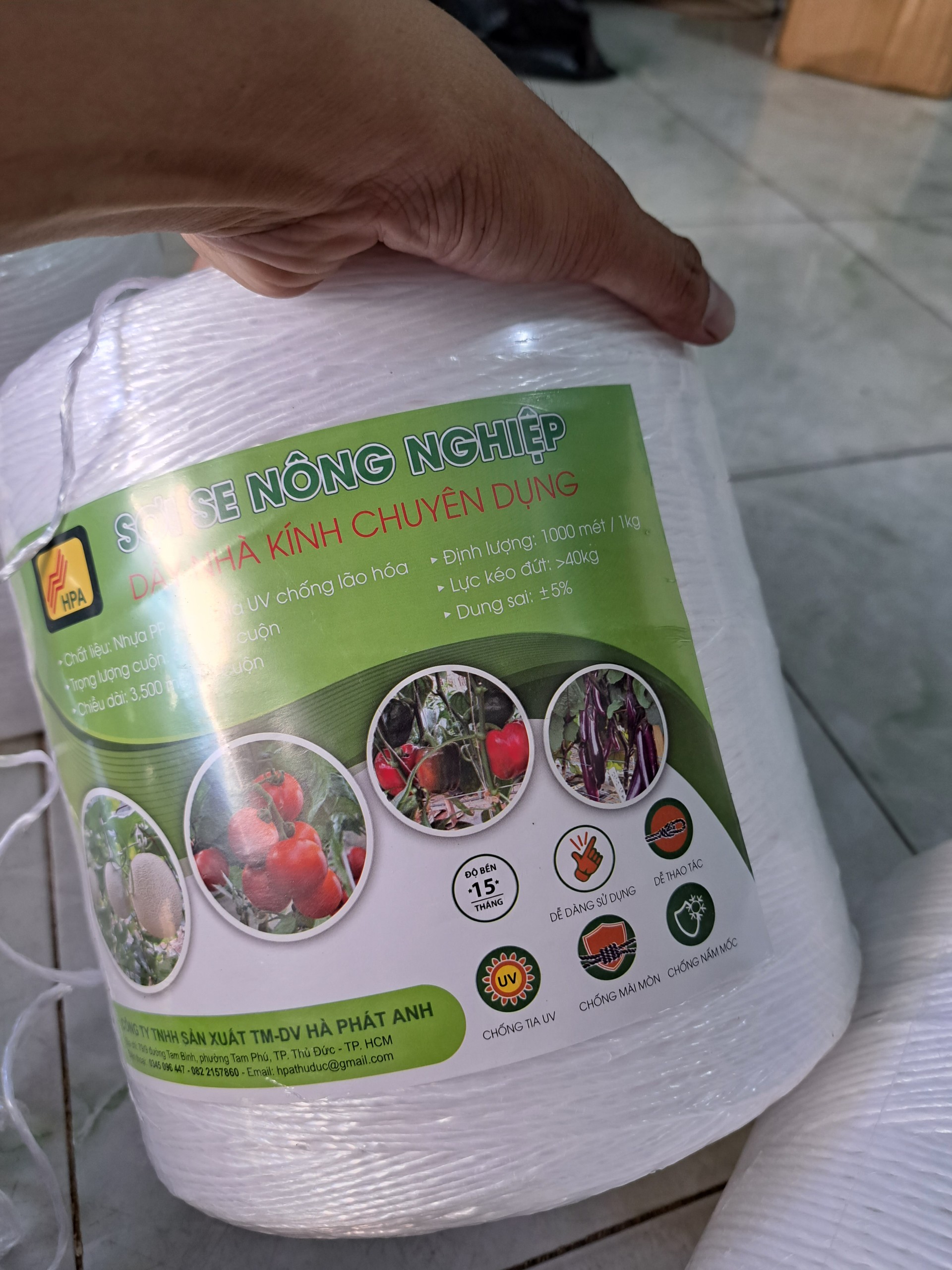 Sợi se nông nghiệp, dây nhà kính, sợi se màng parafin dùng treo dưa lưới, cà chua, ớt chuông