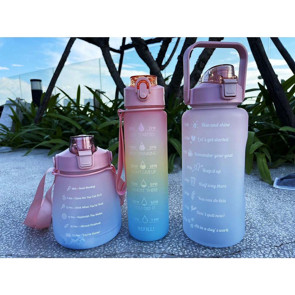Bình nước Sports Cup 1-2 Lít có ống hút bật tự động khi mở nắp bình nước chia vạch báo giờ uống nước-Bình nước nhắc giờ