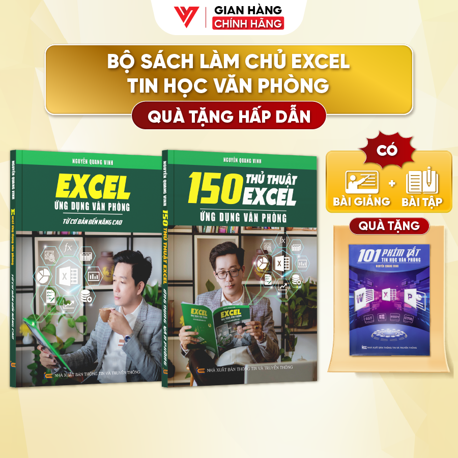 Combo 2 Sách Excel Và 150 Thủ Thuật Ứng Dụng Văn Phòng Từ Cơ Bản Đến Nâng Cao  – N1