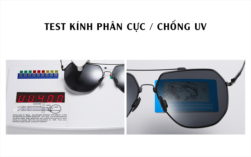 Kính Râm Nam Thời Trang Chống Tia UV, Tròng Kính Phân Cực Chống Chói Gọng Kính Vuông AK035 - AORON