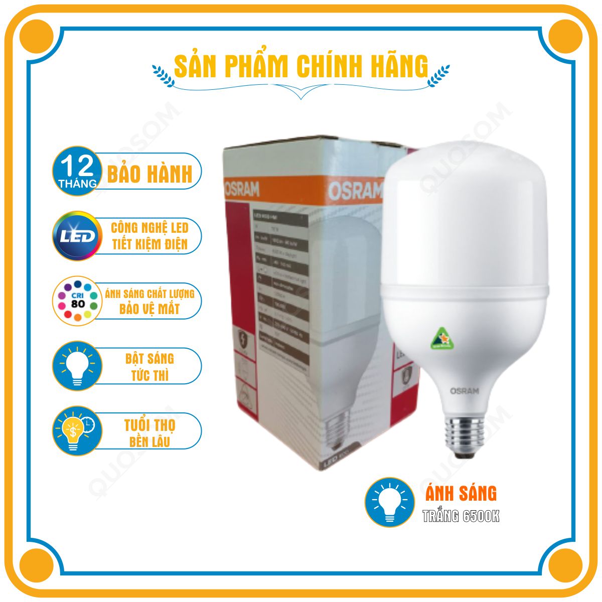 Bóng đèn LED trụ T-Bulb OSRAM E27 - Tiết kiệm điện, độ sáng cao, chất lượng ánh sáng vượt trội, bảo vệ quá nhiệt, chống xung 2.5Kv - Hàng Chính Hãng