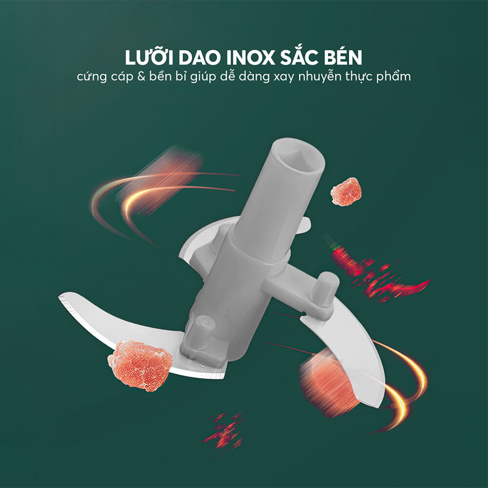 XAY TỎI ỚT, GIA VỊ ELMICH EL8416 400ML, HÀNG CHÍNH HÃNG, CỐI NHỰA TRONG, LƯỠI DAO INOX - JOYMALL