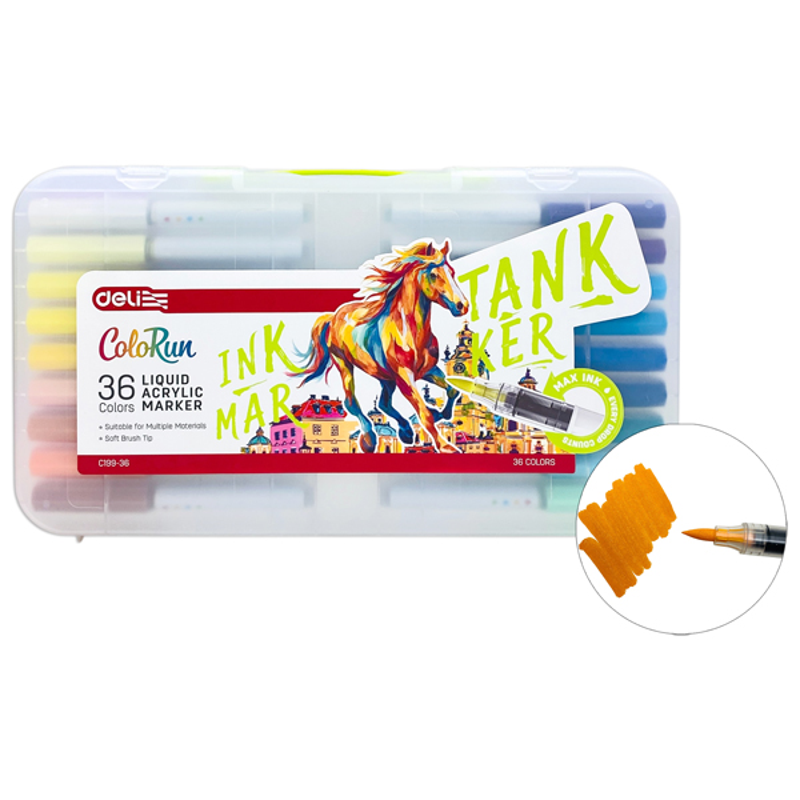 Deli - Hộp 36 Bút Acrylic Marker Mực Lỏng EC199-36