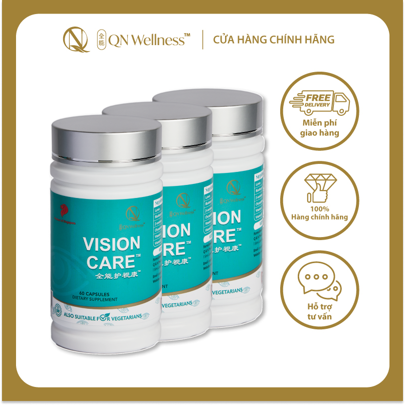 Combo Siêu Ưu Đãi Viên Uống Bảo Vệ Mắt Vision Care QN Wellness Cải Thiện & Hỗ trợ Giảm Mệt Mỏi Thị Giác, Ngăn Ngừa Lão Hóa, Giúp Tổng Hợp Lutein - Hộp 60 Viên x 3
