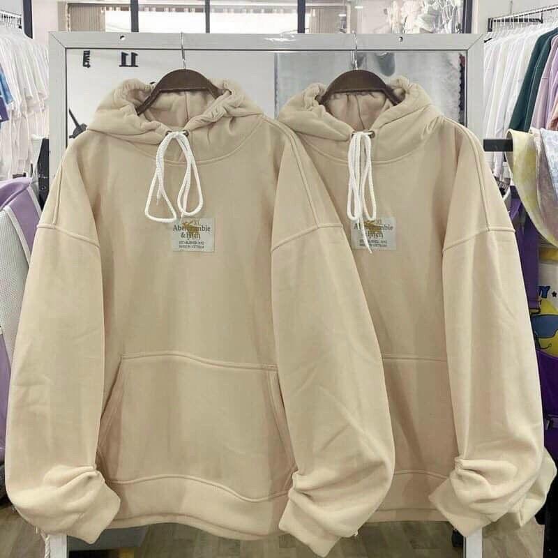 Áo khoác hoodie nỉ nữ form rộng tay phồng nón to chùm đầu_Áo khoác chui đầu unisex in logo nhiều màu thời trang thu đông