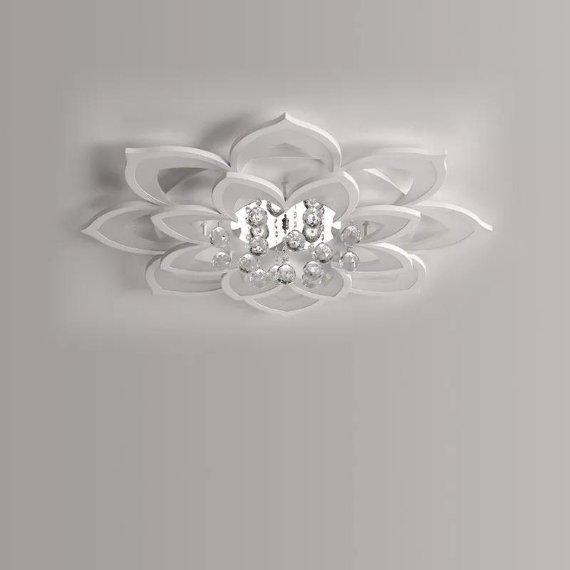 Đèn ốp trần led 3 màu mica, pha lê hình hoa sen MO-9005, MO-9006, MO-9007