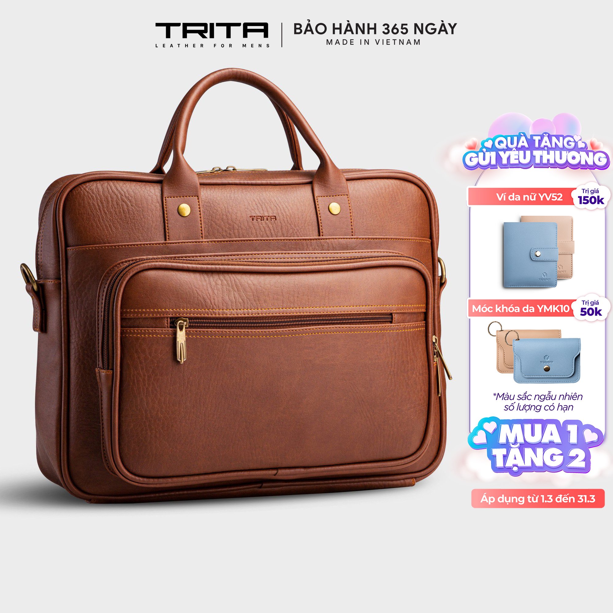 Cặp công sở Trita ( Thời trang nam đựng vừa laptop 13.3 inch - Cặp da TCA5 )