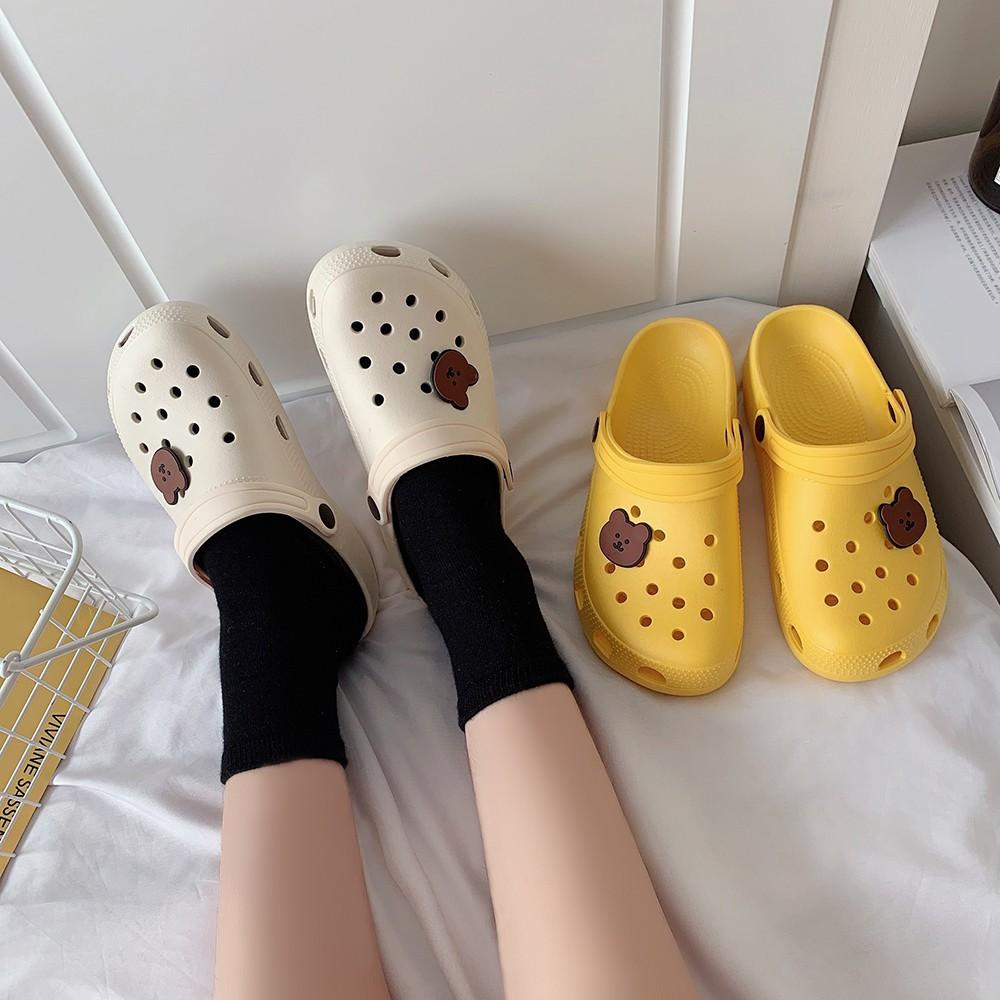 Dép sục gấu lỗ thông hơi đi mưa siêu nhẹ nam nữ MINN SHOES (D54)