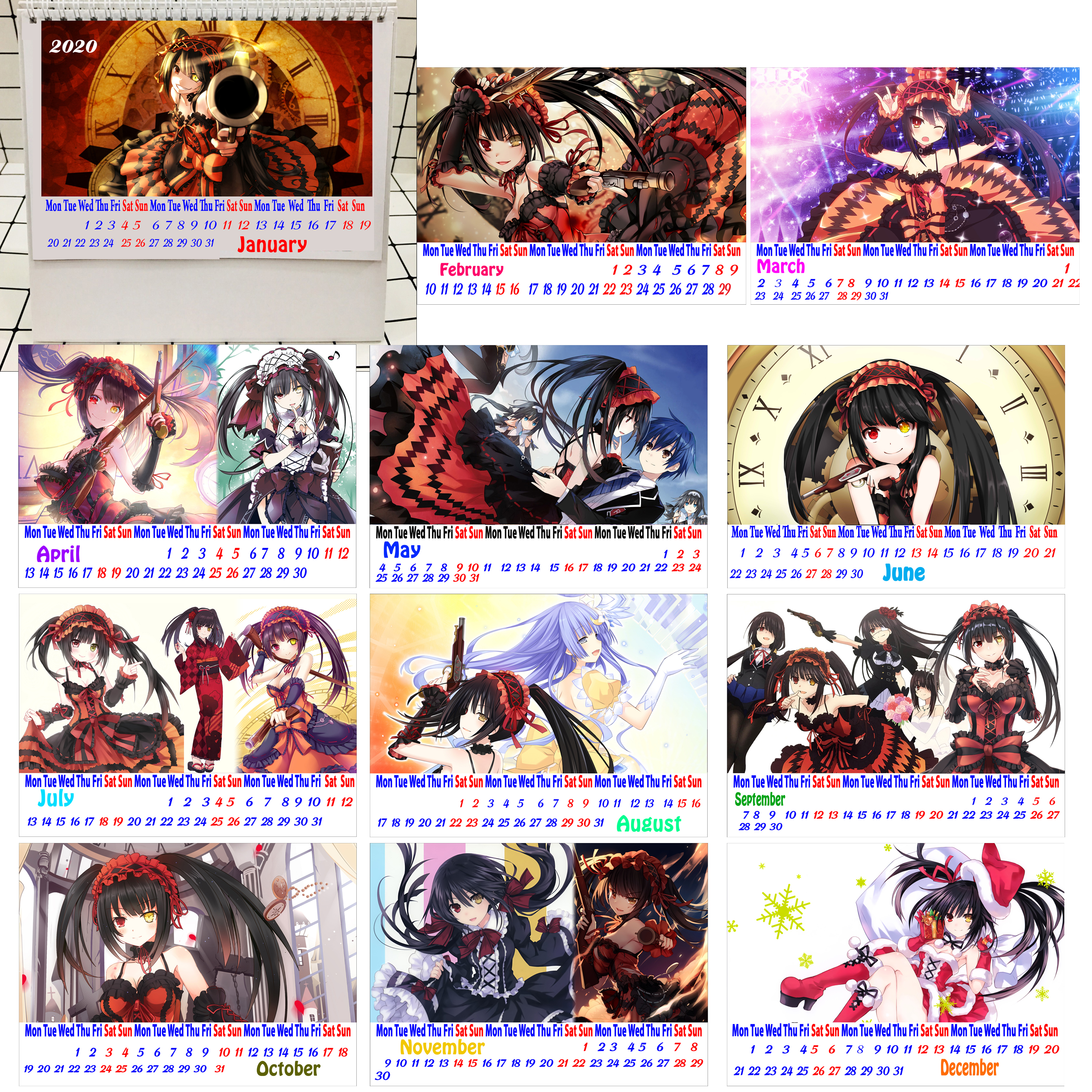 LỊCH BÀN 2020 DATE A LIVE KURUMI 12 TỜ