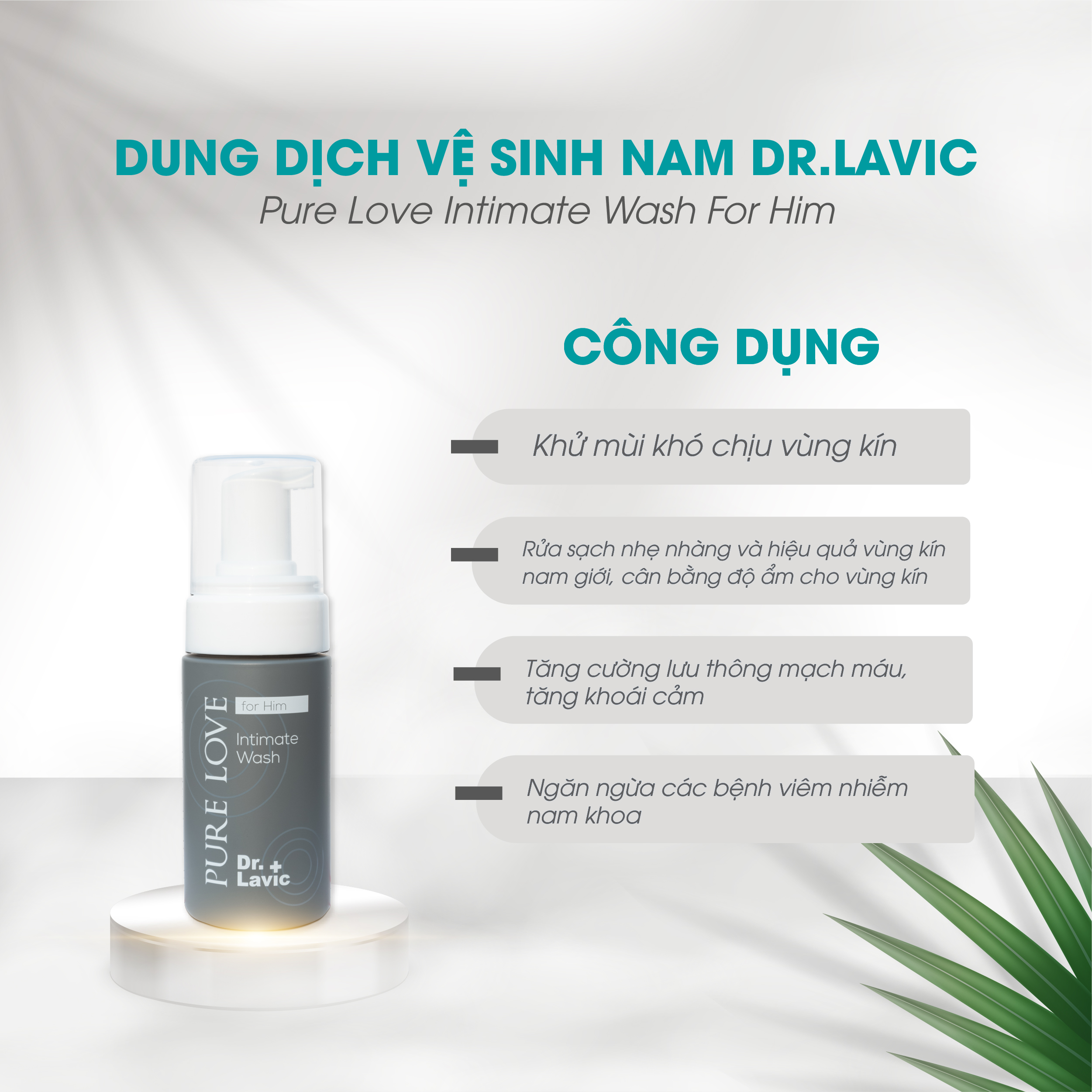 Dung dịch vệ sinh nam Dr.Lavic Pure Love Intimate Wash For Him dạng bọt thơm mát khử khuẩn tốt 100ml - DR939