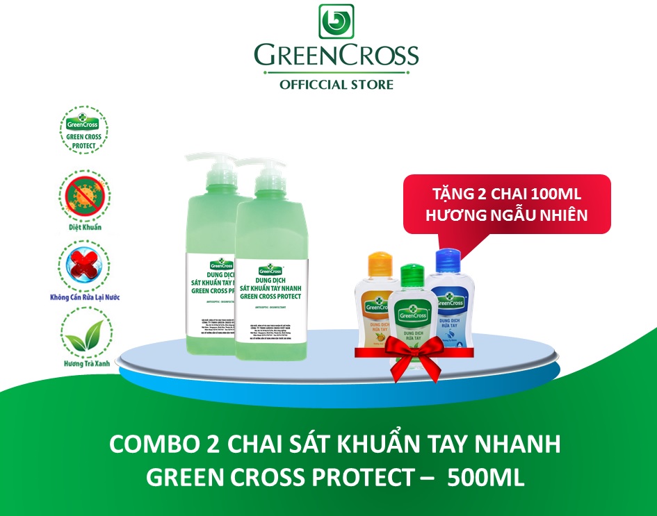 SÁT KHUẨN TAY NHANH GREEN CROSS PROTECT - CHAI 500ML