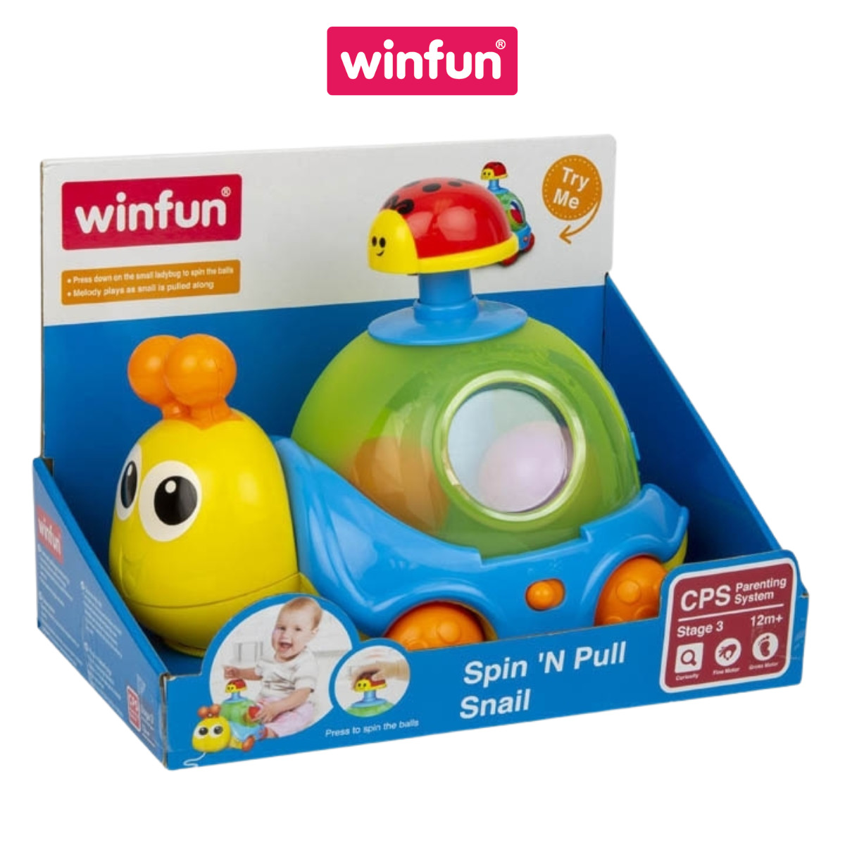 Đồ chơi ốc sên kéo dây phát nhạc kèm con quay bắn bóng Winfun 0674-NL