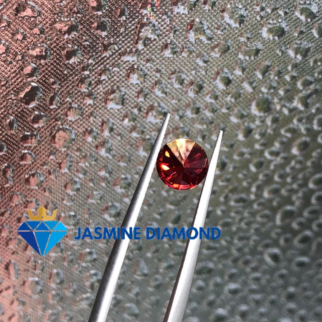 Kim cương nhân tạo Mỹ Moissanite giác cắt tròn màu đỏ