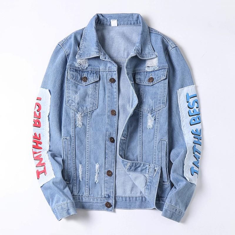 DeremonStyle - Áo khoác jean nam cao cấp Strange rách phối in cực mạnh mẽ nhé các chàng trai - Hot trend