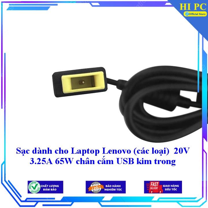 Sạc dành cho Laptop Lenovo (các loại) 20V 3.25A 65W chân cắm USB kim trong - Kèm Dây nguồn - Hàng Nhập Khẩu