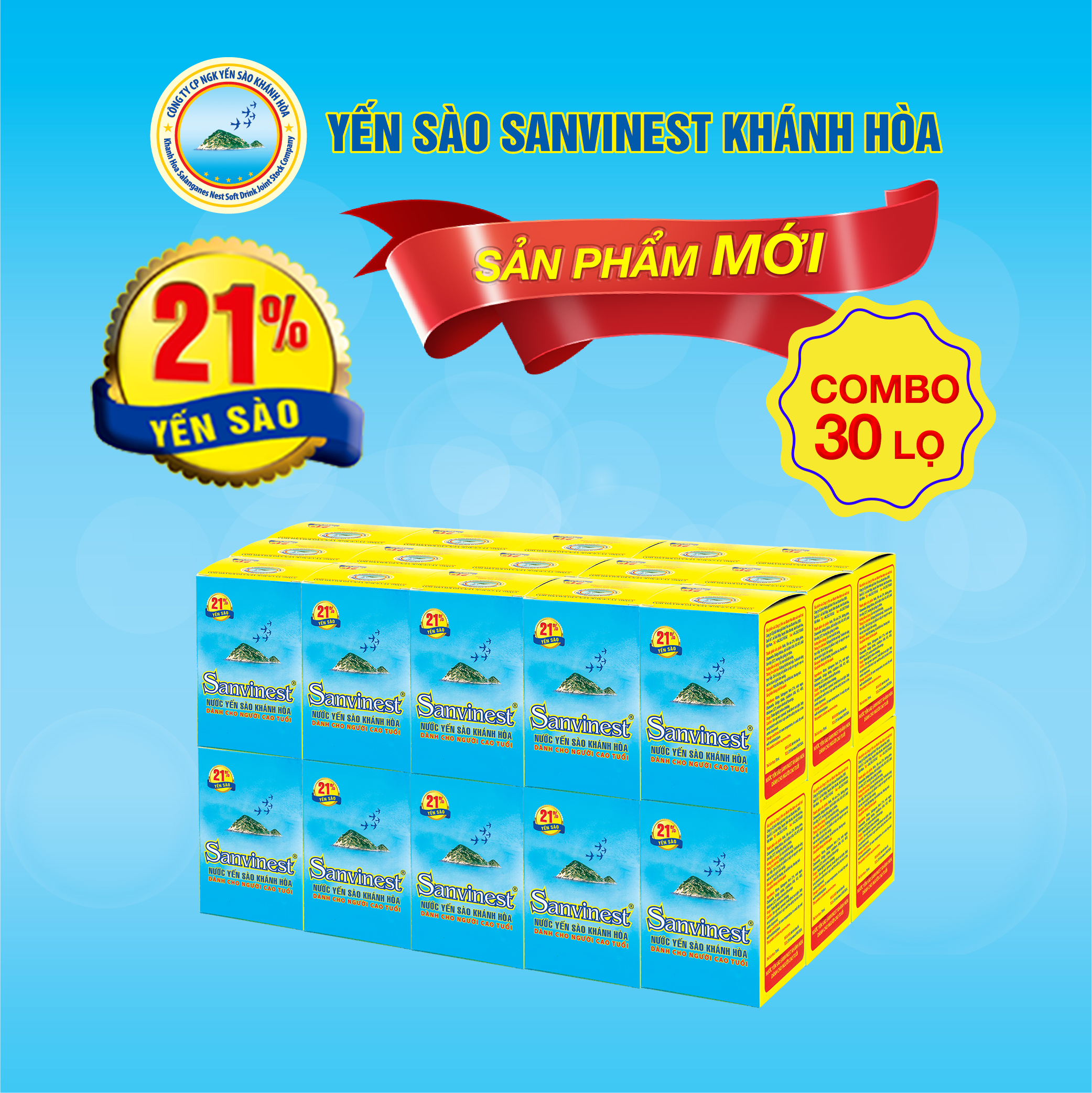 [Combo 30 lọ] Nước Yến sào Sanvinest Khánh Hòa dành cho người cao tuổi lọ 70ml - S205