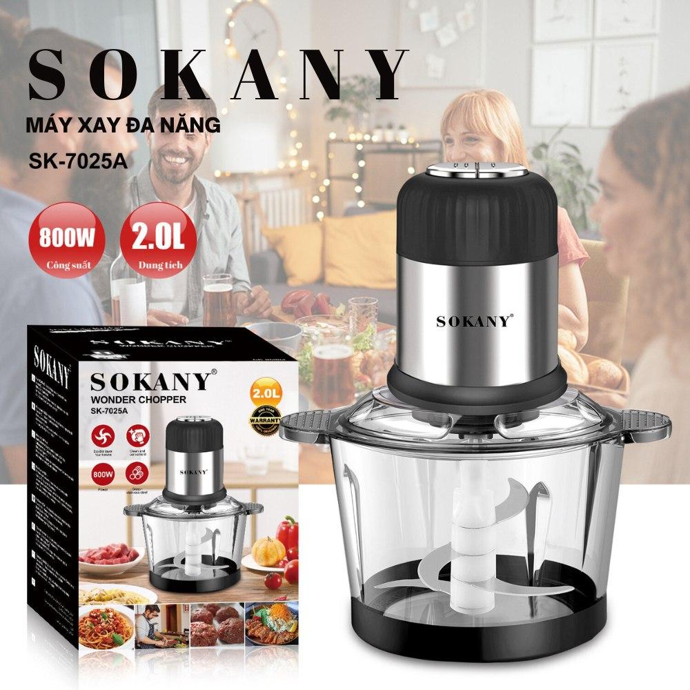 Máy xay thịt đa năng SOKANY SK-7025A cối xay thủy tinh 2L, lưỡi dao thép không gỉ sắc bén, xay nhuyễn mọi thực phẩm - HÀNG CHÍNH HÃNG - DELIYA