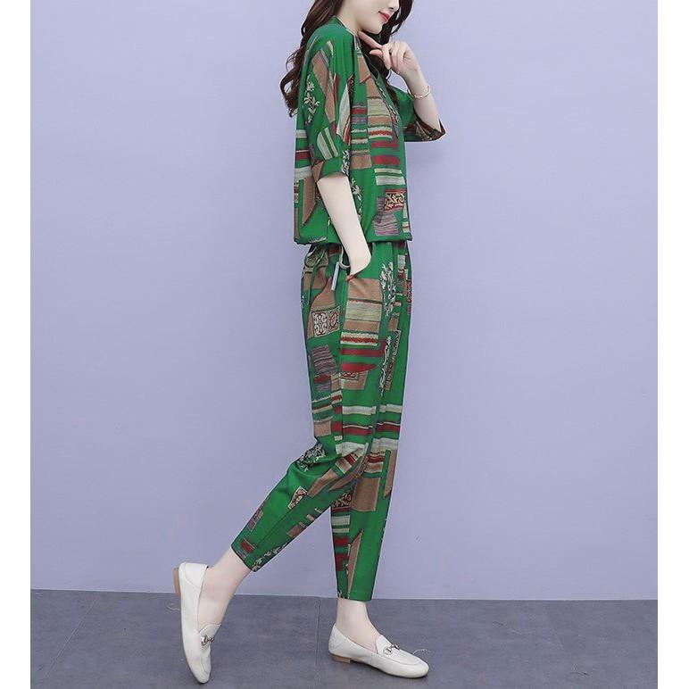 Set Bộ Đồ Nữ Trung Niên Chất Đũi Thô Mềm Mát Sang Trọng Thoải Mái