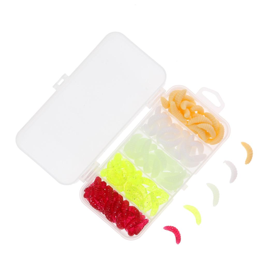 125Pcs Maggot Grub Worm Fishing Lures Bionic Grub Shape Baits for Carp