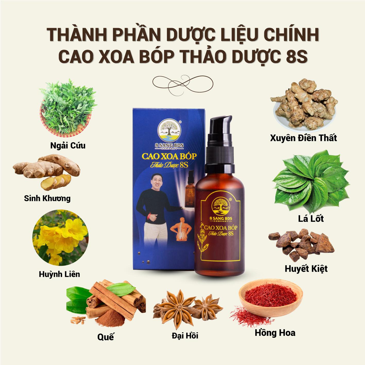 (Tặng 3 Chai cao) Set 10 Chai cao xoa bóp thảo dược 8S - 8 Sang BDS 02.24