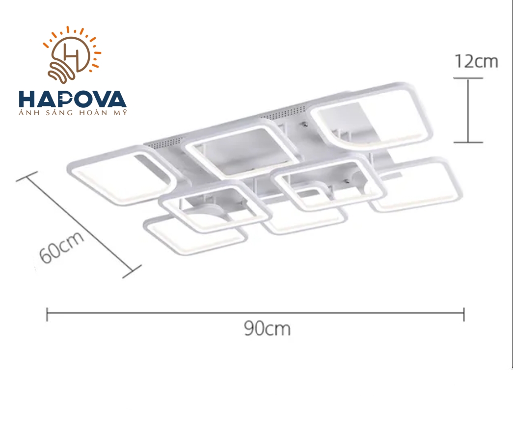 Đèn ốp trần 8 cánh hình Chữ Nhật HAPOVA CAILY 101