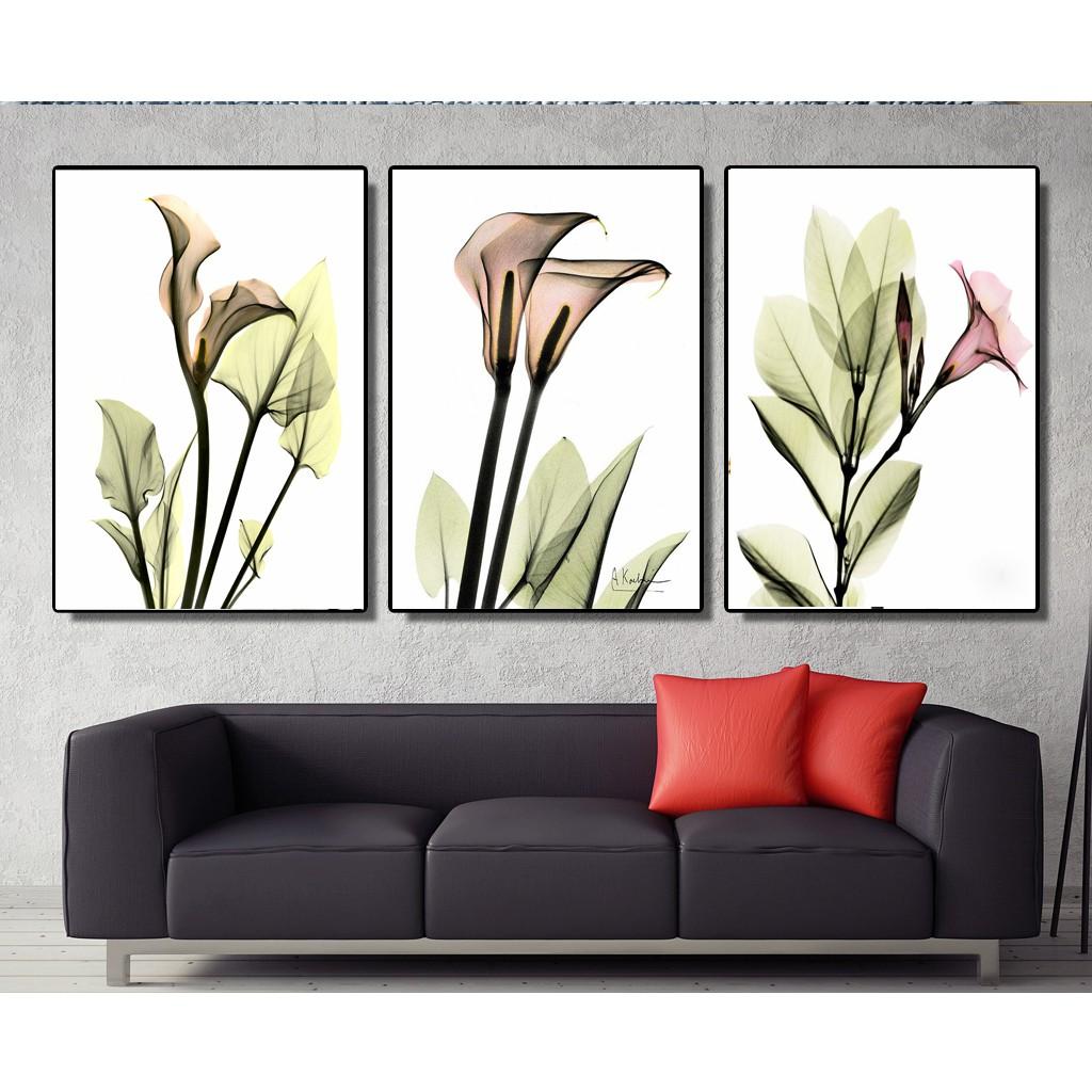 Bộ 3 tranh canvas treo tường hoa hiện đại TTC23016- 30 x 45 cm x 3 tranh