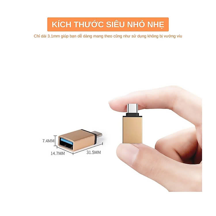 Đầu Chuyển OTG Từ Cổng Type C Sang Cổng USB - Hàng Chính Hãng - Giao Màu Ngẫu Nhiên