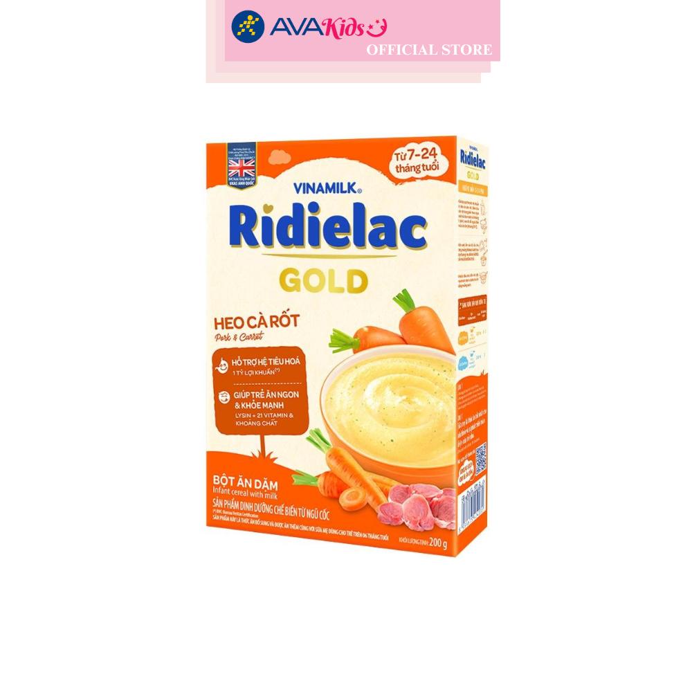 Bột ăn dặm Vinamilk RiDielac Gold heo, cà rốt hộp 200g (7 - 24 tháng)