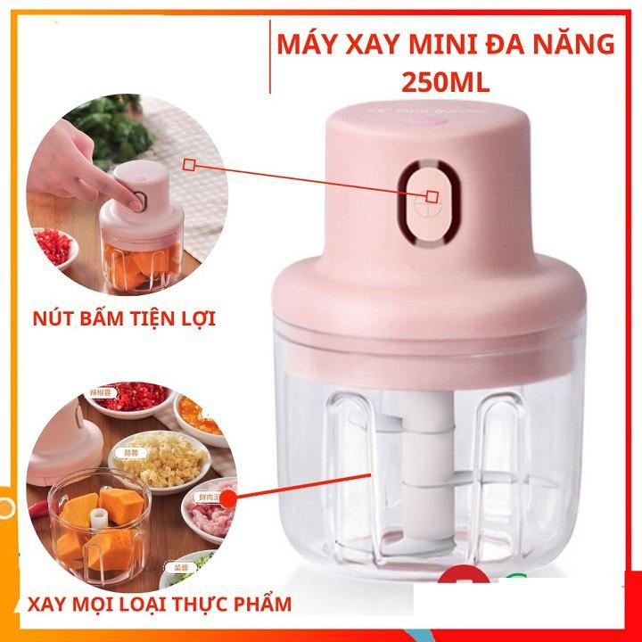 Máy Xay Đa Năng, Máy Xay Tỏi Ớt Mini Cầm Tay Nhỏ Gọn Dung Tích 250ml