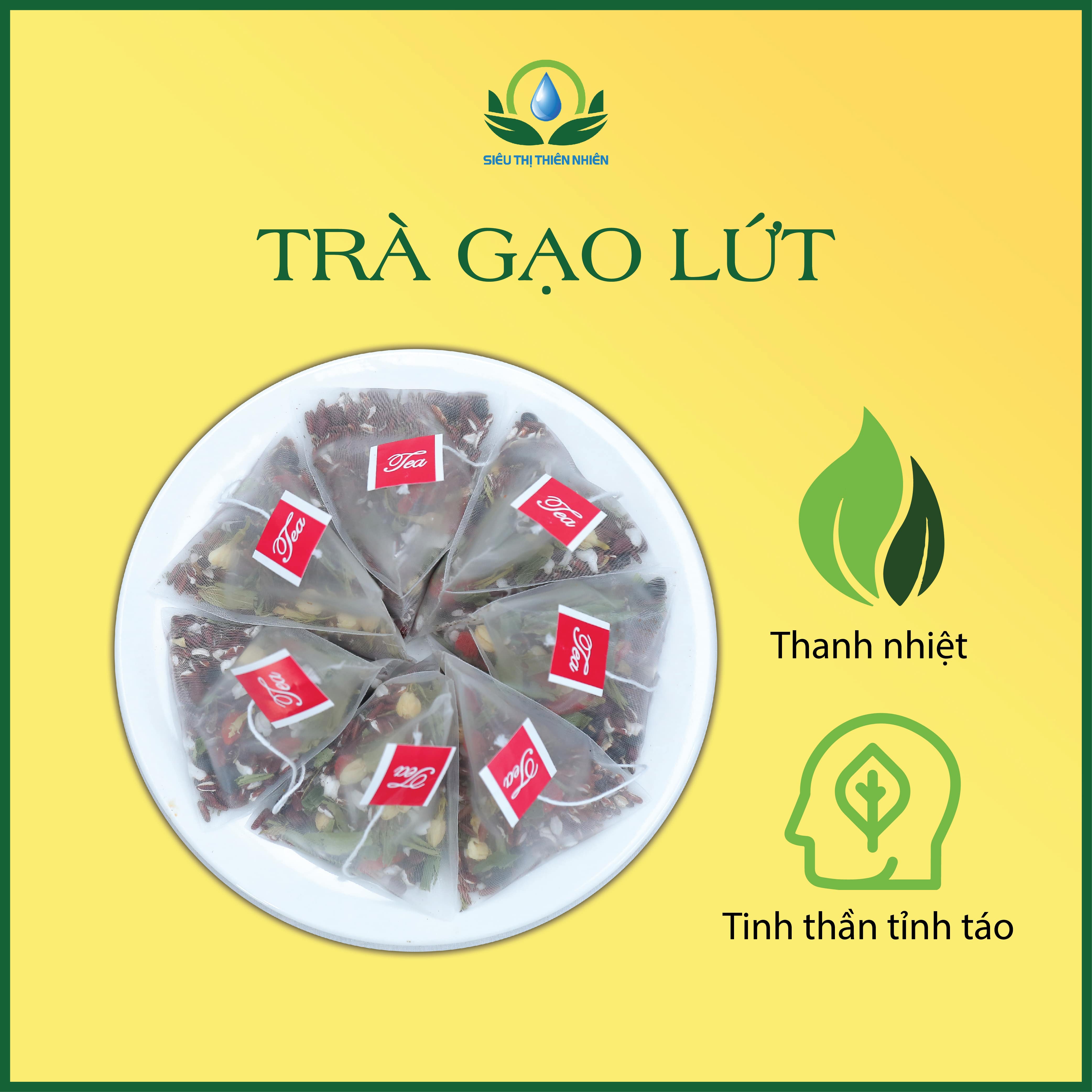 Trà Gạo Lứt, Hoa Nhài, Cỏ Ngọt, Kỳ Tử, Táo Đỏ, Đậu Đen, Đậu Đỏ, Lá Nếp Hộp 30 Túi Lọc 500gram - Siêu Thị Thiên Nhiên