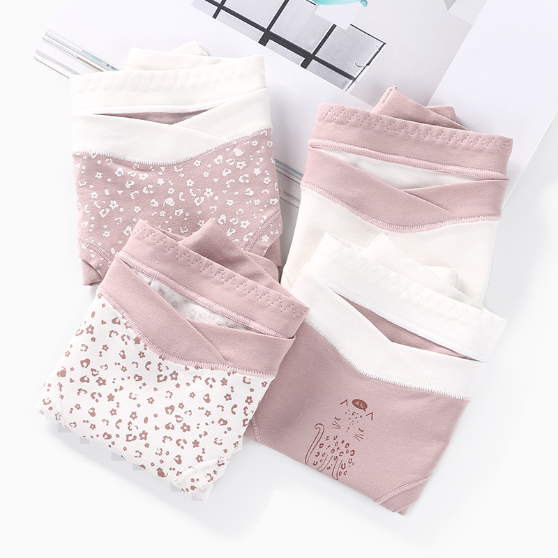 Combo 4 Quần Lót Bầu Cạp Chéo chất cotton kháng khuẩn, có thể mặc sau sinh, thông hơi thoáng mát QL07