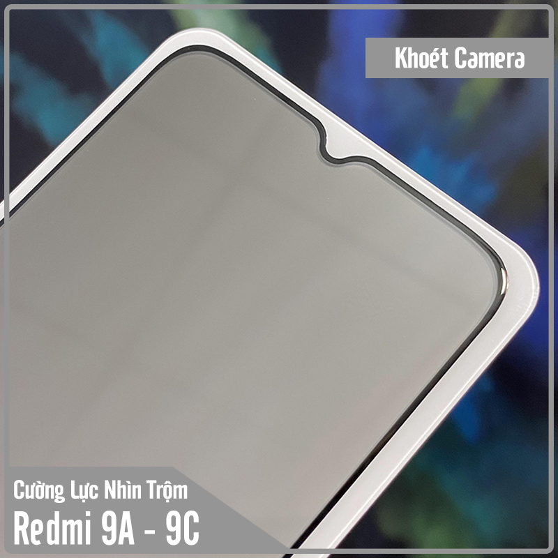 Kính cường lực cho Xiaomi Redmi 9A - 9C chống nhìn trộm full viền đen